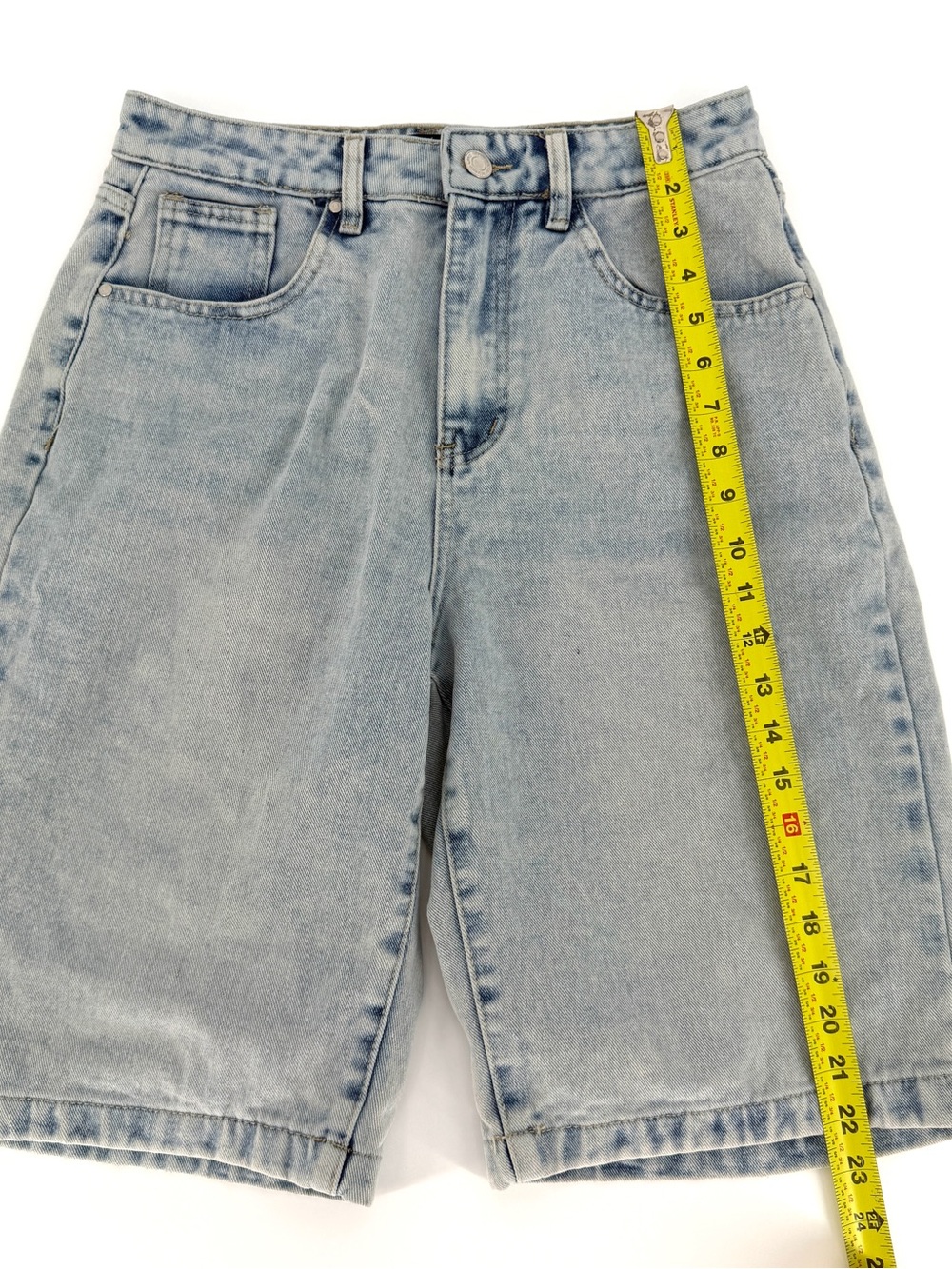 Reserved Supply Long Jorts Light Wash 7 Y2K 90s Grunge Alt Skater Denim Shorts - Picture 4 of 8